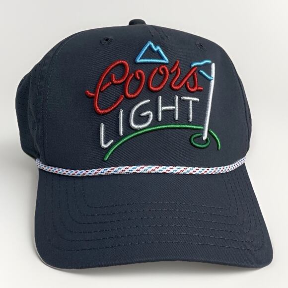 Authentic Coors Light Embroidered 19th Hole Snapback Vented Rope Golf Hat Gray - Picture 4 of 9